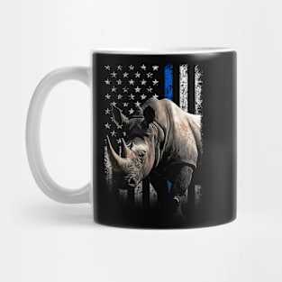 Rhino Royalty American Flag, Tee Triumph for Wildlife Enthusiasts Mug